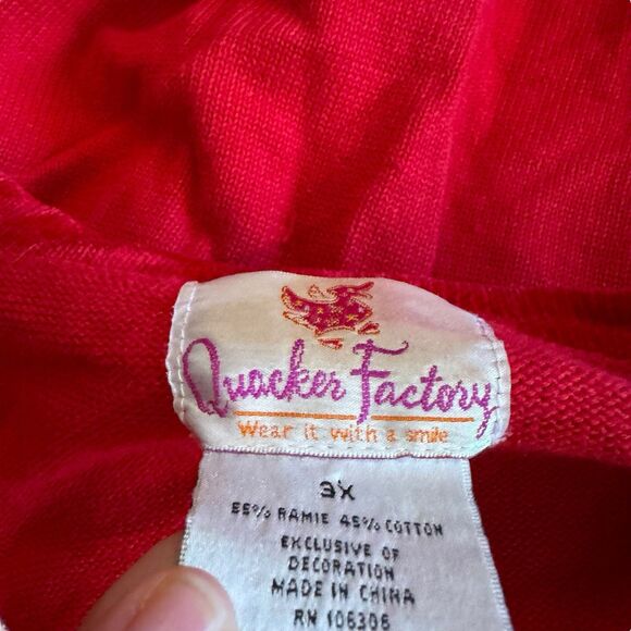 Ladies Christmas Sweater Puppies Dog Pug Golden Poodle Quaker Factory 3X Red - Picture 13 of 14